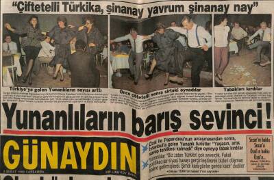 Günaydın Gazetesi 3 Şubat 1988 - Yunanlıların Barış Sevinci GZ56803 - 1
