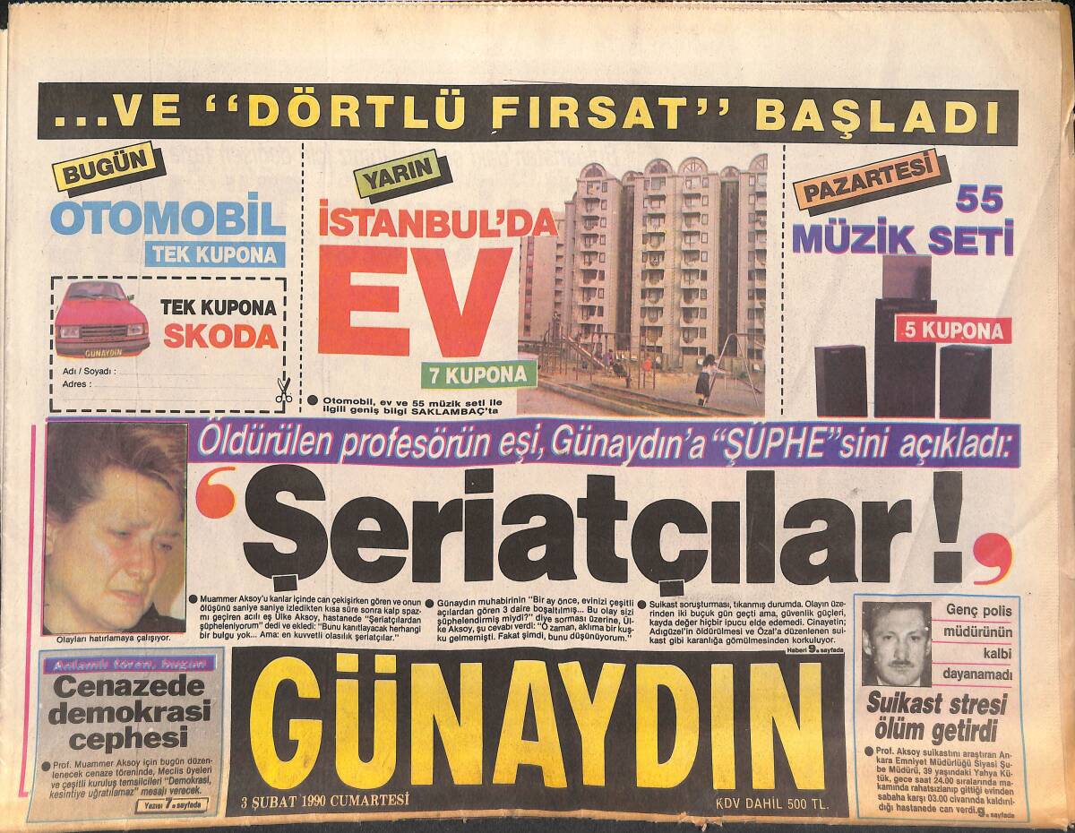 Günaydın Gazetesi 3 Şubat 1990 - Karşınızda 2000'li Yılların İbrahim Tatlıses'i - Soydaş Yine Mutlu Değil GZ133125 - 1