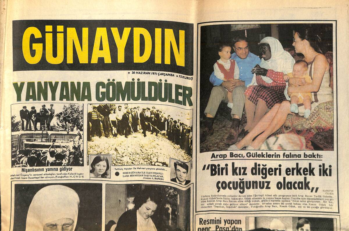Günaydın Gazetesi 30 Haziran 1971 - Muhammed Ali Clay Beraat Etti - Salih Güney İle Tanju Korel Film Setinden Apar Topar Askere Götürüldüler GZ156619 - 1