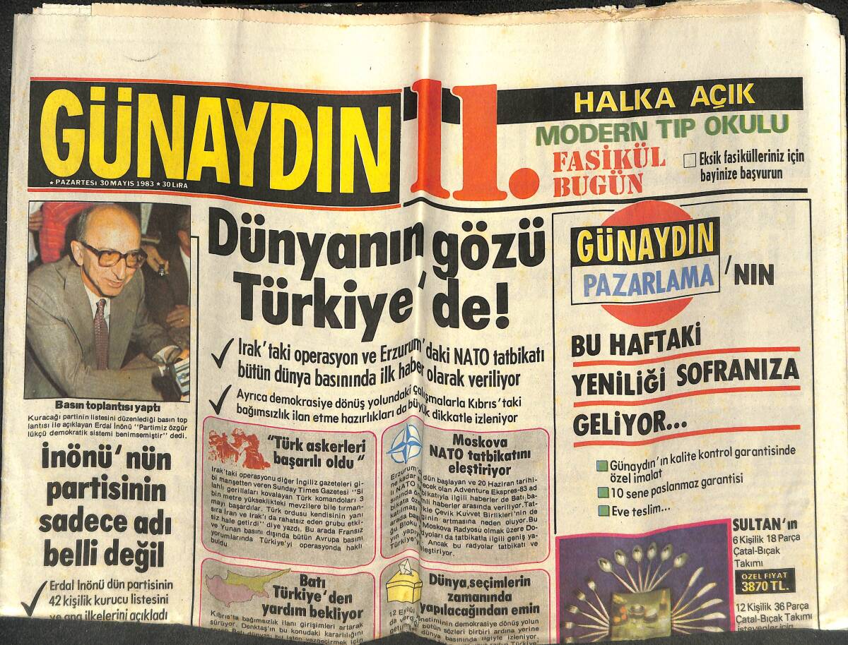 Günaydın Gazetesi 30 Mayıs 1983 - Günaydın Rallisi Şampiyonu Tchoubrikov : Oğlumla Gurur Duyuyorum - İnönü'nün Partisinin Sadece Adı Belli Değil GZ142022 - 1