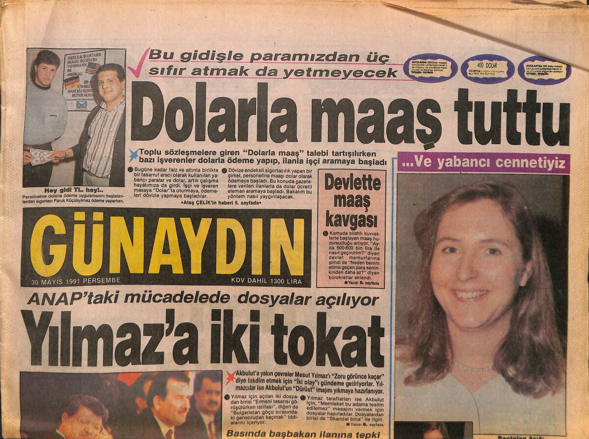 Günaydın Gazetesi 30 Mayıs 1991 - Sheraton Oteli Ankara'da Açılıyor - Festival Uğruna Amerika'dan Vazgeçti GZ153649 - 1