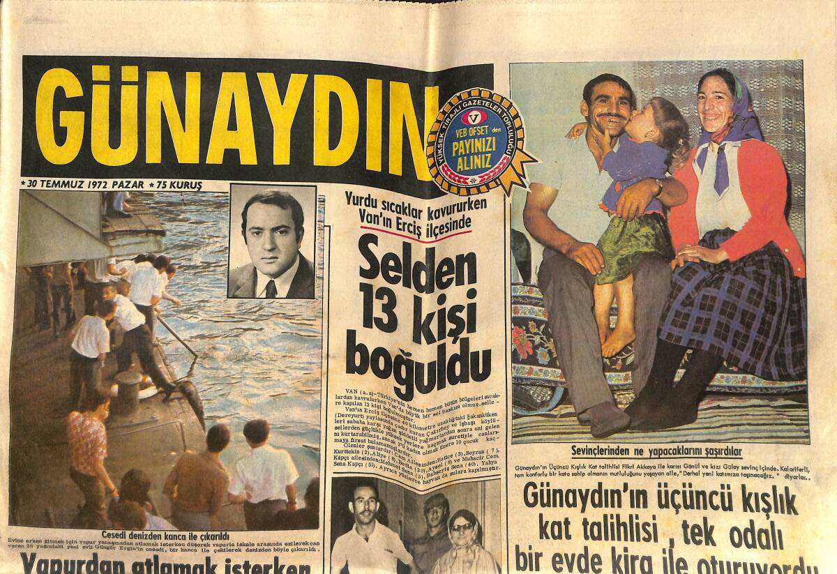 Günaydın Gazetesi 30 Temmuz 1972 - Öztürk Serengil Salonu Kırdı Geçirdi - Adnan Şenses Hem Coştu Hem De Çoşturdu! GZ142546 - 1