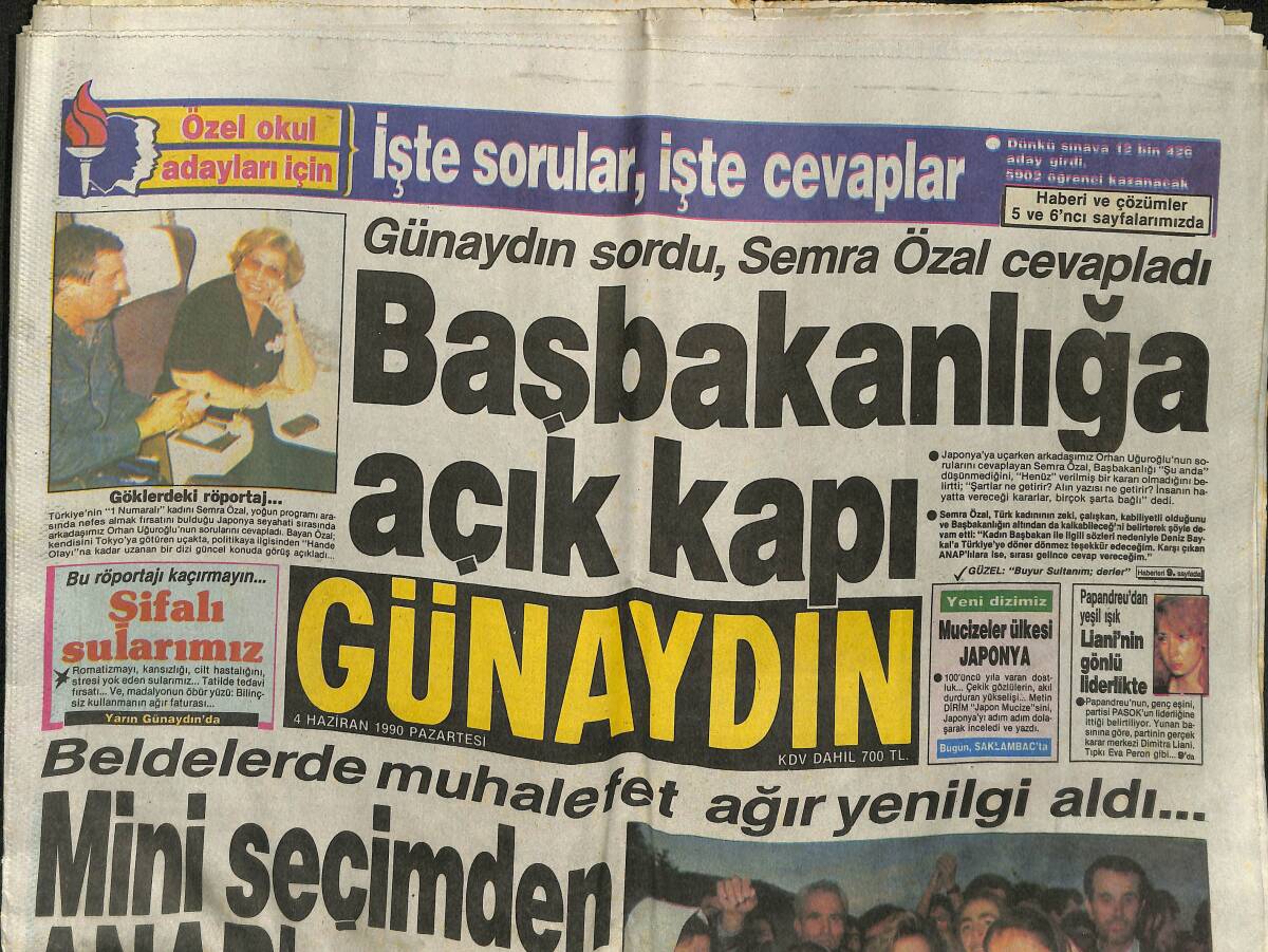 Günaydın Gazetesi 4 Haziran 1990 - Yasemin Evcim, Güle Aşık - Hülya Avşar: Ünlü, Güzel Ve Paralı Ama Mutsuz GZ152369 - 1