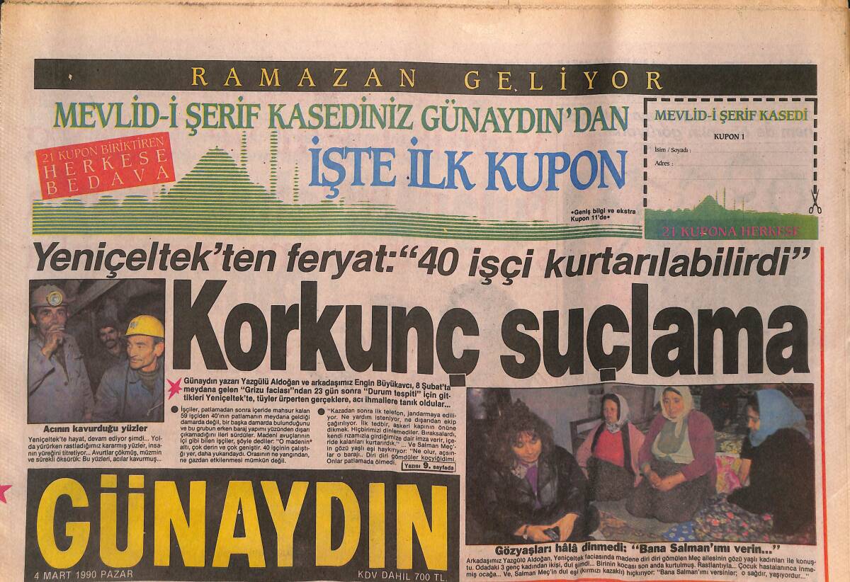 Günaydın Gazetesi 4 Mart 1990 - Fatma Girik'e Nazar Değmez - Bush İkili Oynadı GZ134177 - 1