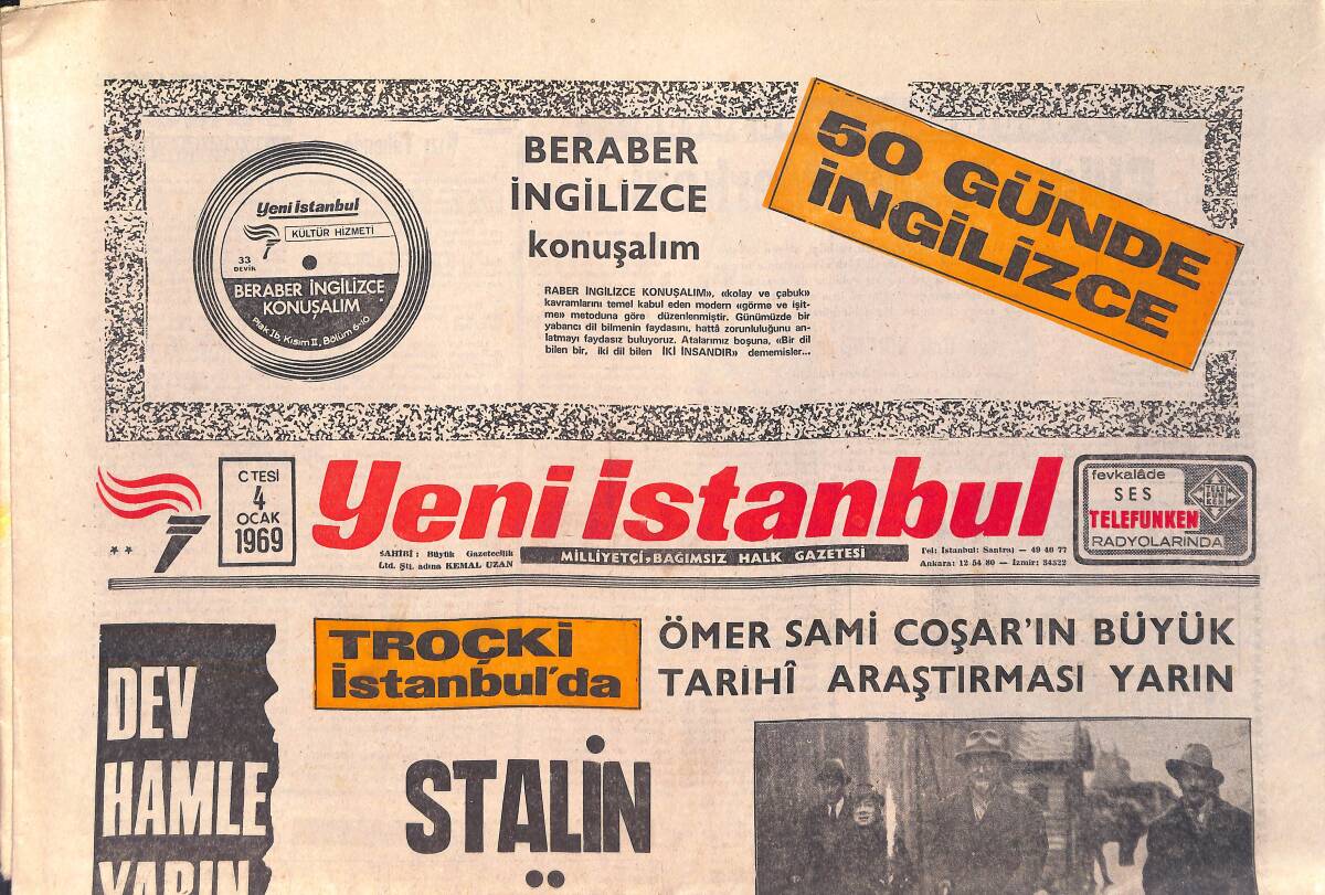 Günaydın Gazetesi 4 Ocak 1969 - Stalin Atatürk'e Boynunu Eğdi - Fenerbahçe Bugün Fark İstiyor GZ157050 - 1
