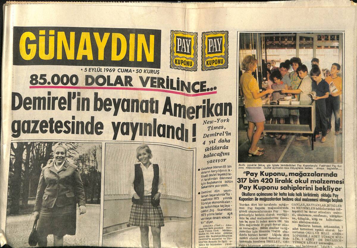 Günaydın Gazetesi 5 Eylül 1969 - Genç Ana Kraliçeye Hareketinden Önce Çağlayangil Ziyafet Verdi - Altın Sahilinden Mektup Var GZ152052 - 1