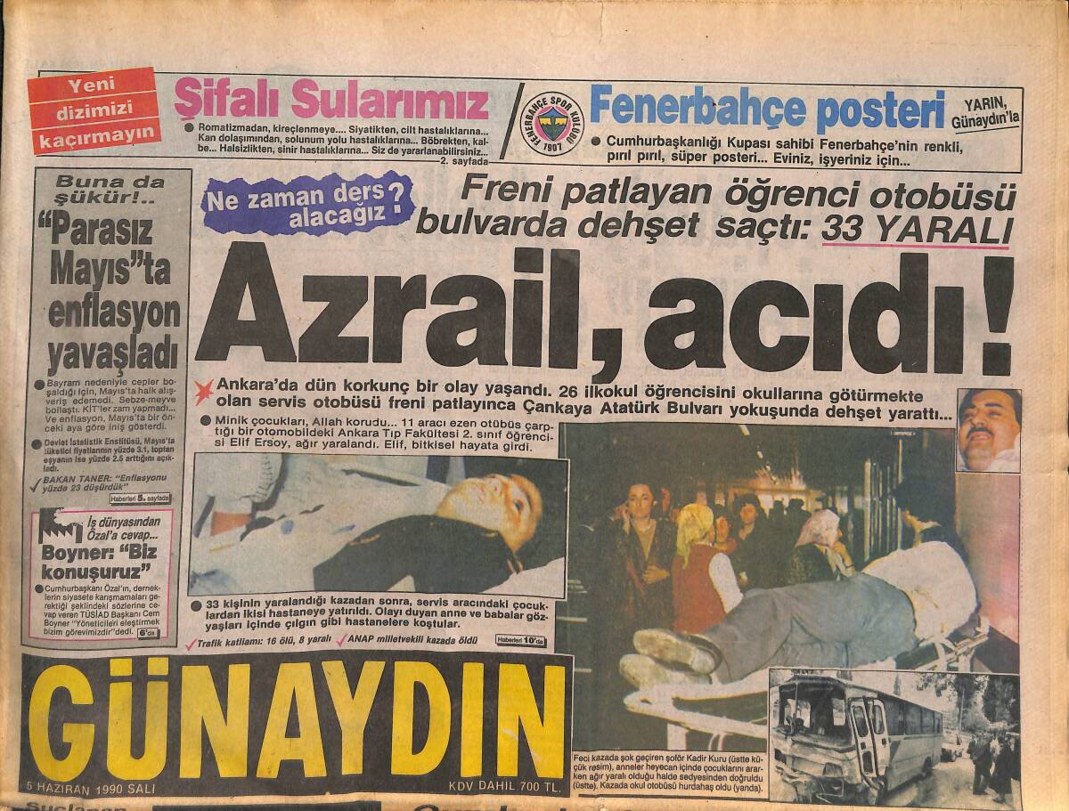 Günaydın Gazetesi 5 Haziran 1990 - Özal'ın Seçim Sevinci - Liza Minelli'nin Gecesi GZ133150 - 1
