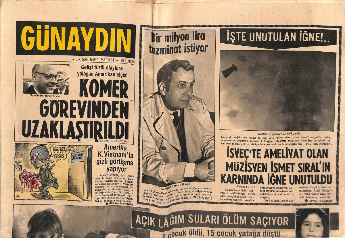 Günaydın Gazetesi 5 Nisan 1969 - Şarkıcı Ziya Taşkent'i Dökülen Saçlarını Tekrar Çıkartacağız Diye Dolandırdılar GZ149582 - 1