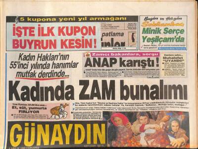 Günaydın Gazetesi 6 Aralık 1989 - Seda Sayanın Üç Şarkısı Denetimden Geçti - Özaldan Busha Davet GZ126280 - 1