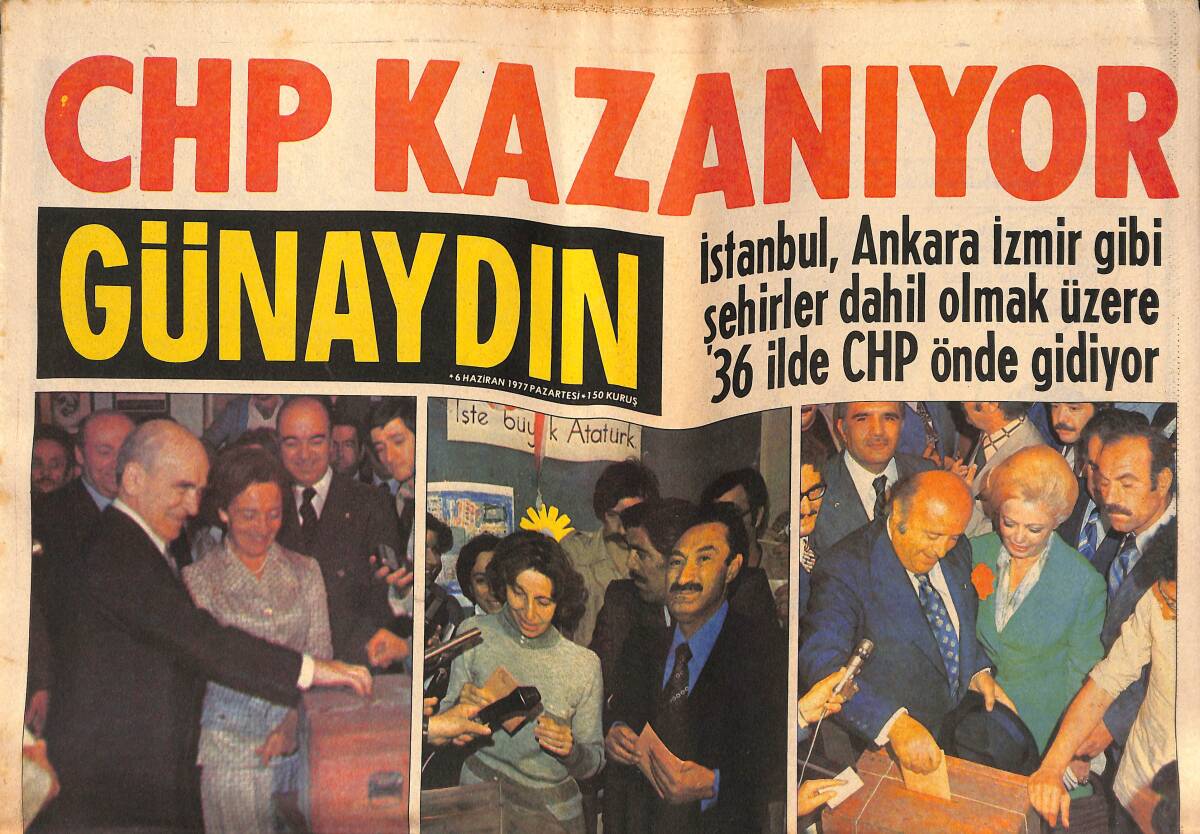 Günaydın Gazetesi 6 Haziran 1977 - Çağlayangil'in Eşi Yanlışlıkla Mühürü CHP'ye Basınca Oyunu İptal Ettirdi GZ134537 - 1