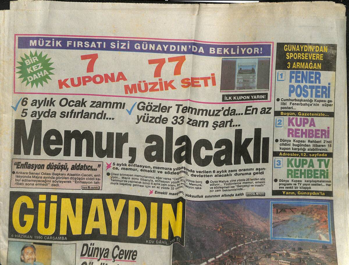 Günaydın Gazetesi 6 Haziran 1990 - Zerrin'e Neşter - Michael Jackson Düzeliyor GZ152356 - 1