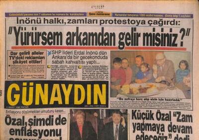 Günaydın Gazetesi 6 Mart 1988 - Özal , Şimdi de Enflasyonu Savunuyor ! - Aynur Aydanın Tehdidi GZ127850 - 1