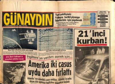 Günaydın Gazetesi 6 Mayıs 1982 - Amerika İki Casus Uydu Fırlattı GZ56035 - 1