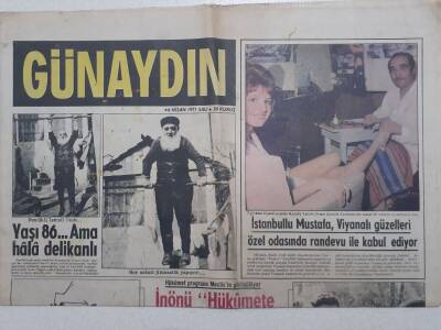 Günaydın Gazetesi - 6 Nisan 1971 - Cüneyt Arkın Evinde Boz Ayı Yavrusu Besliyor GZ112779 - 1