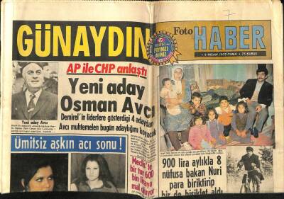 Günaydın Gazetesi 6 Nisan 1973 - Aktör Tamer Yiğitin Gizlice Evlendiği Öğrenildi GZ58155 - 1
