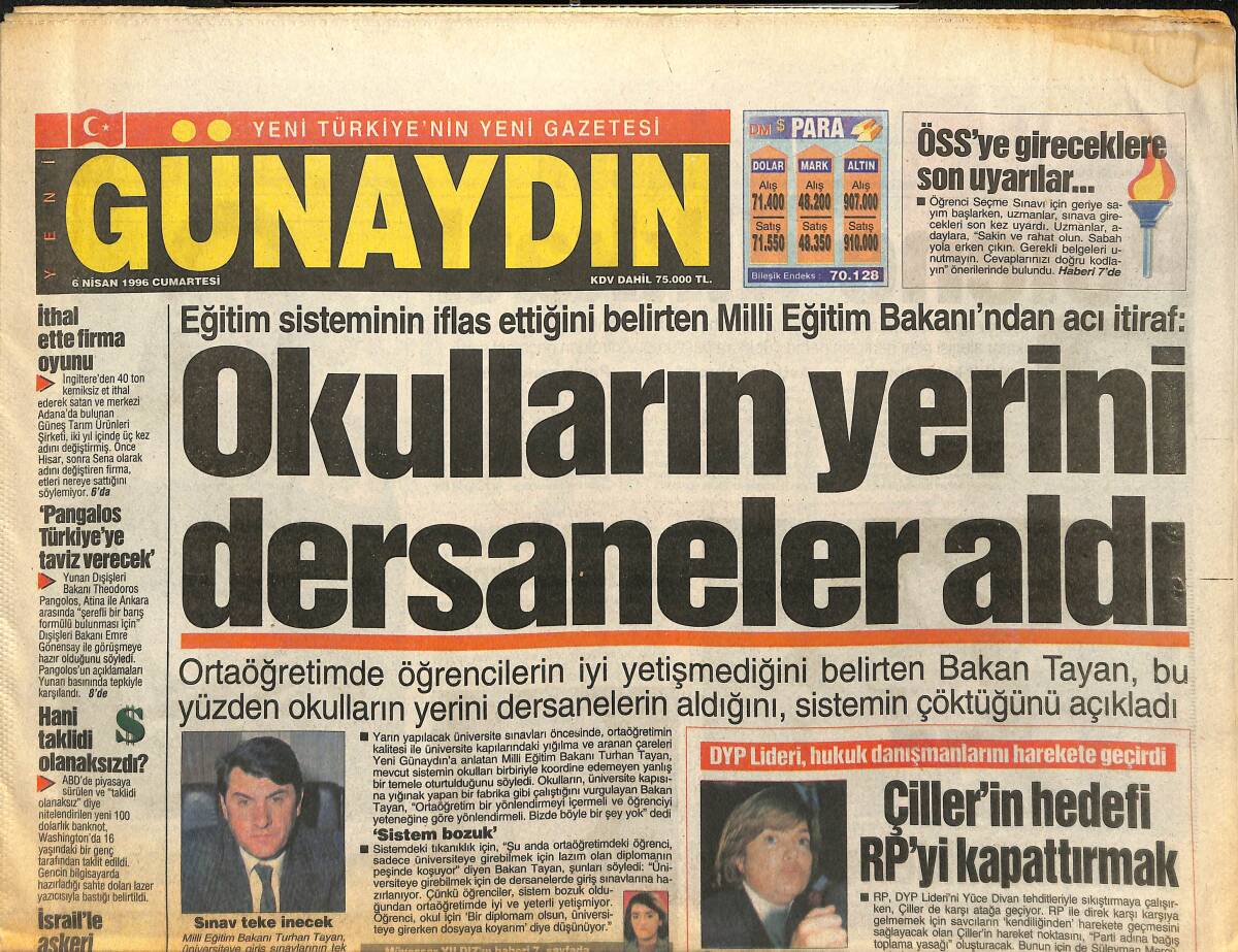 Günaydın Gazetesi 6 Nisan 1996 - Gizemli Dünyanın Seksi Modelleri - Maradona'nın Ring Şovu GZ147795 - 1