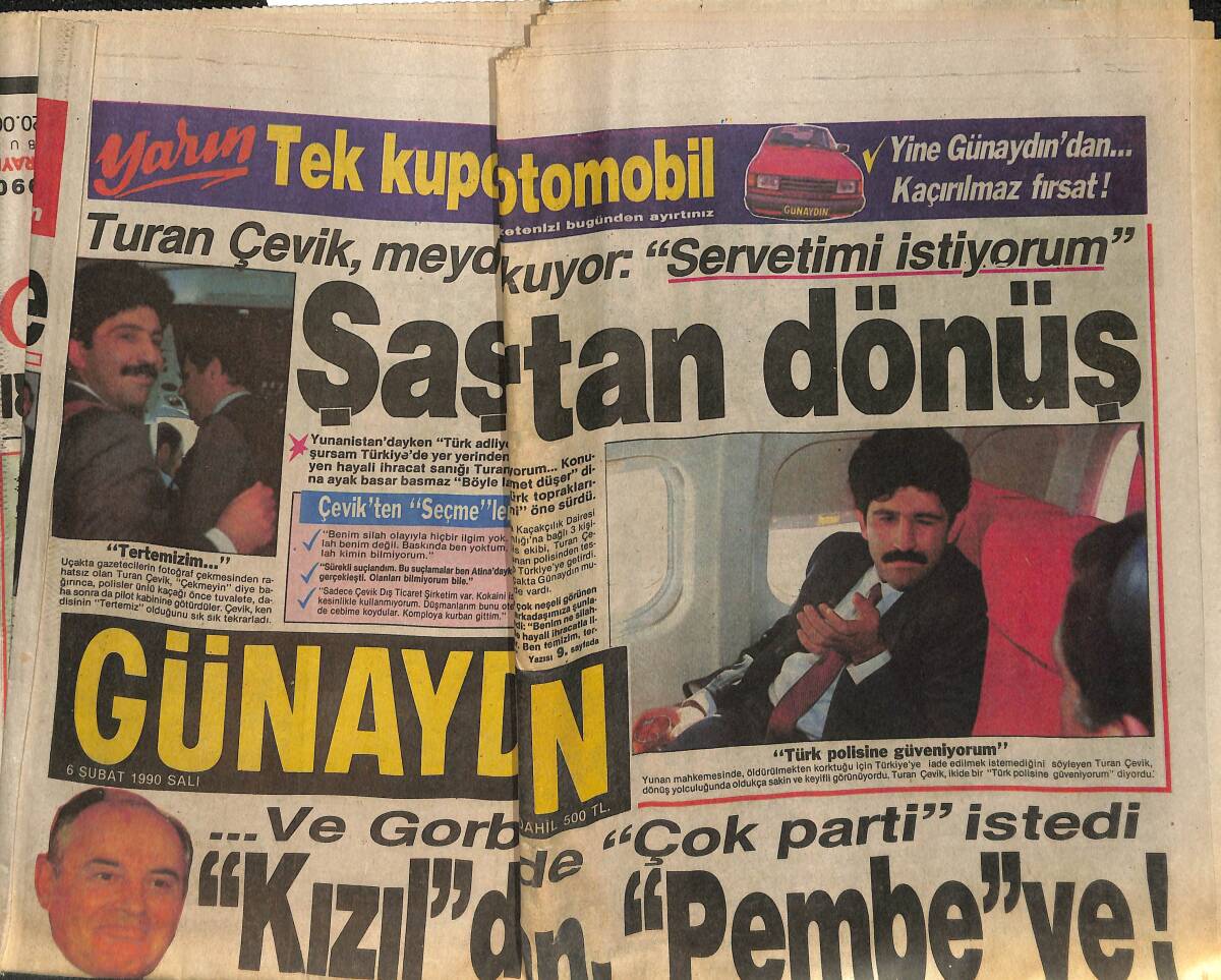 Günaydın Gazetesi 6 Şubat 1990 - Türkan Şoray Hedef 12'de - Şampiyonluk Beşiktaş'a Yakışır GZ152889 - 1