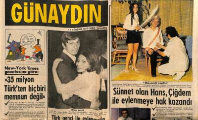 Günaydın Gazetesi 7 Ağustos 1970 - Hülya Koçyiğitle Ediz Hun Film Çevirmek İçin İtalyaya Gittiler GZ55861 - 1