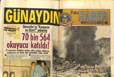 Günaydın Gazetesi 7 Ağustos 1973 - 500 Haneli Köy Çıra Gibi Yandı GZ58217 - 1