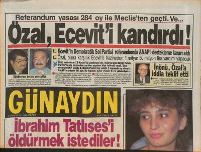 Günaydın Gazetesi 7 Ağustos 1988 - İbrahim Tatlısesi Öldürmek İstediler ! GZ126300 - 1