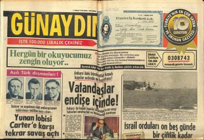 Günaydın Gazetesi 7 Nisan 1978 - 10 Ton Ağırlığında Kamyon Dolusu Sten Mermisi Yakalandı GZ87154 - 1