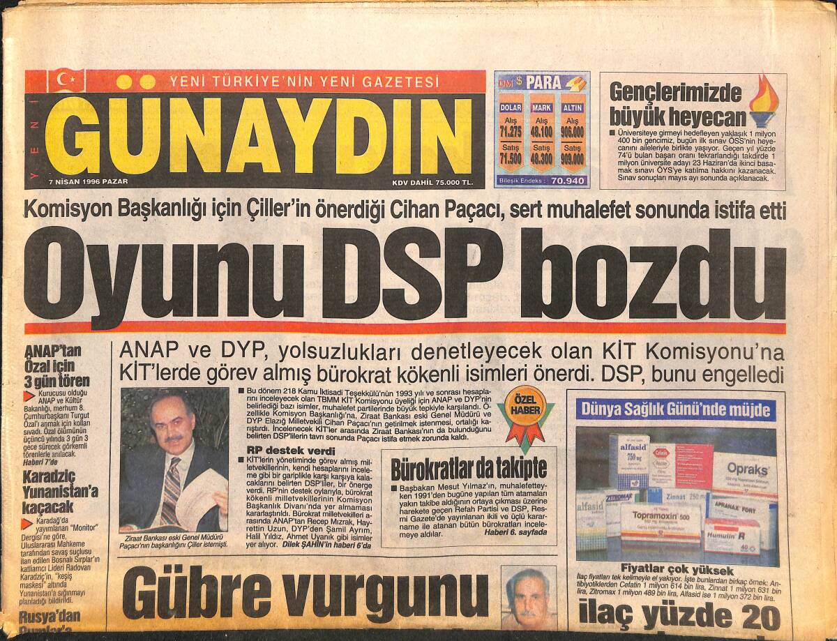Günaydın Gazetesi 7 Nisan 1996 - Perihan Savaş Adı Dolandırıcılık Olayına Alet Edilmesinden Çok Üzgün - Hülya Avşar: Huysuz İle Çalışmak Bir Zevk GZ147573 - 1