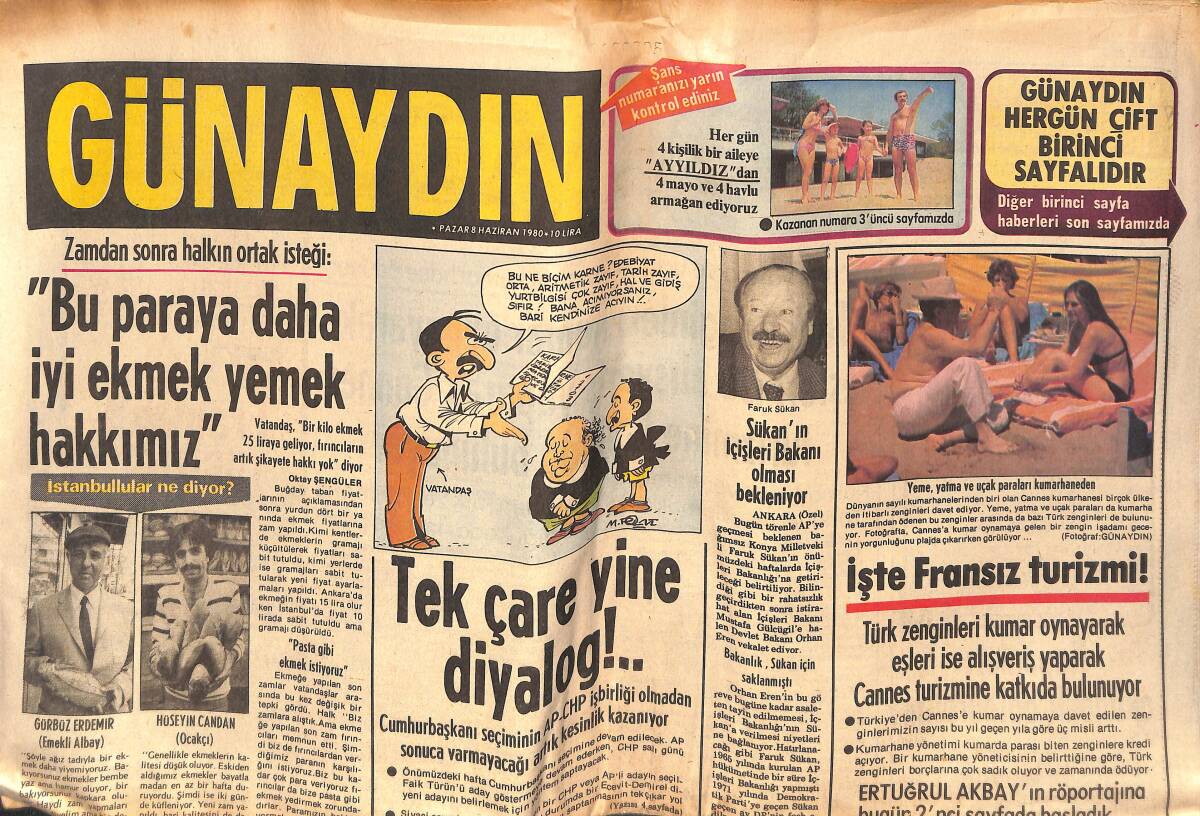 Günaydın Gazetesi 8 Haziran 1980 - Barış Manço, Altın Madalya Aldı - Sakaryalı Ferit Futbola Veda Ediyor GZ133203 - 1