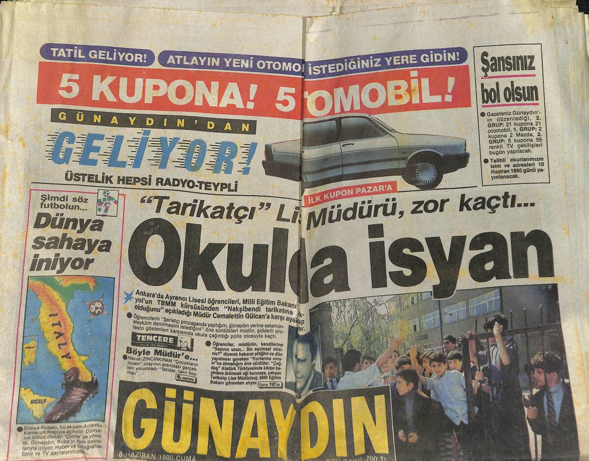 Günaydın Gazetesi 8 Haziran 1990 - Rıdvan: Dört Ay Sonra Sahalardayım - Reklam Kokan Hülya-Tanju Beraberliğine Hayranlarından Tepki GZ152370 - 1