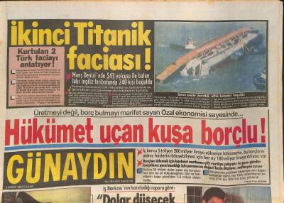 Günaydın Gazetesi 8 Mart 1987 - Ahu Tuğba AIDS Var Diye Erkeksiz Yaşayamam ! - İkinci Titanik Faciası GZ127781 - 1