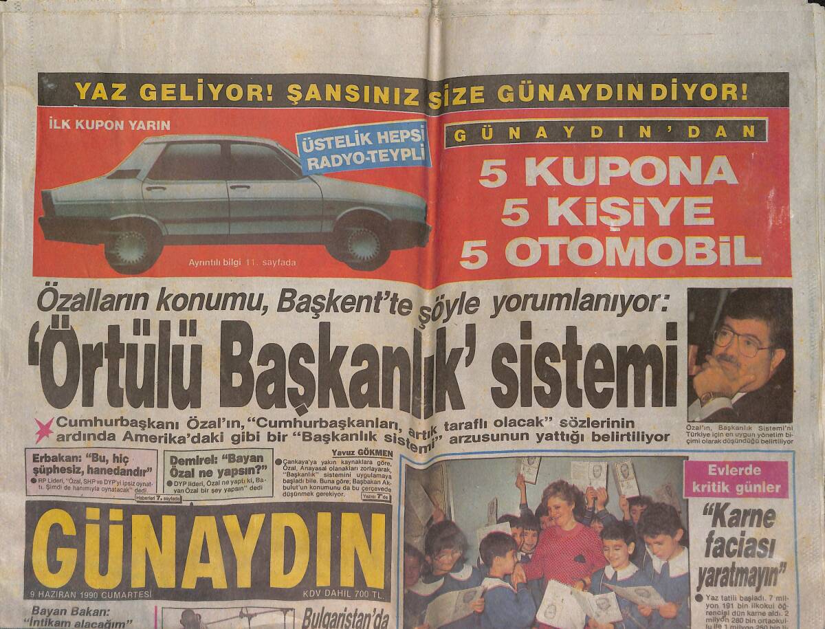 Günaydın Gazetesi 9 Haziran 1990 - Veda Eğlencesi * Sezen Aksu - Rotariu Sahada GZ152455 - 1