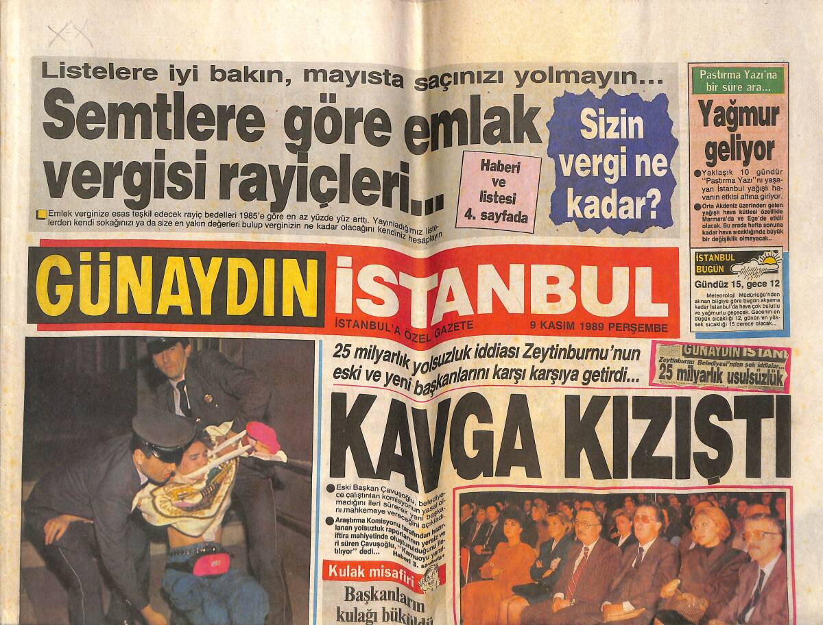 Günaydın Gazetesi 9 Kasım 1989 - Güvenilir Beyoğlu'na Doğru: Belediyeye Sanatçılardan Da Destek Geldi, Gönül Yazar Burcu Dinçel GZ143310 - 1