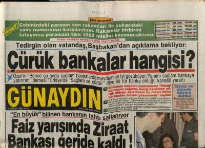 Günaydın Gazetesi 9 Şubat 1988 - Faiz Yarışında Ziraat Bankası Geride Kaldı GZ64194 - 1