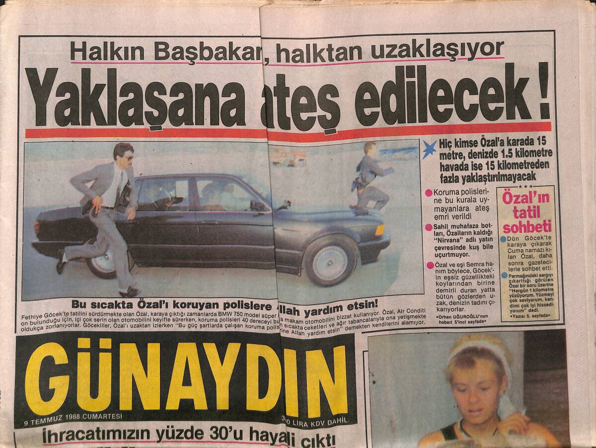 Günaydın Gazetesi 9 Temmuz 1988 - Elizabeth Taylor 16 Türk'ü Misafir Etti ! GZ151283 - 1