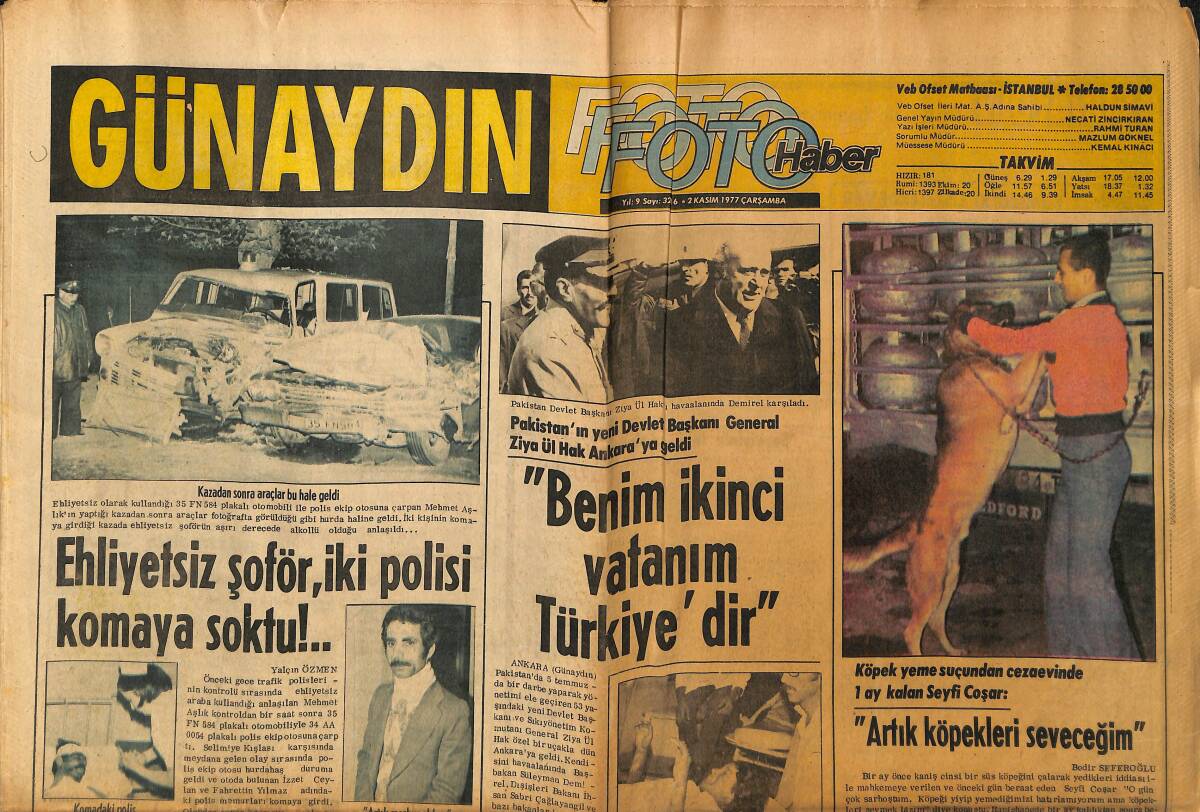 Günaydın Gazetesi Foto Haber 2 Kasım 1977 - Film Yıldızları Kendilerine Fatma Girik'i Sözcü Seçtiler - Pakistan Devlet Başkanı: Türkiye İkinci Vatanım GZ152108 - 1