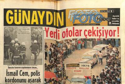 Günaydın Gazetesi Foto Haber Eki 6 Haziran 1975 - İsmail Cem , Polis Kordonunu Aşarak TRT Binasına Girdi GZ73879 - 1