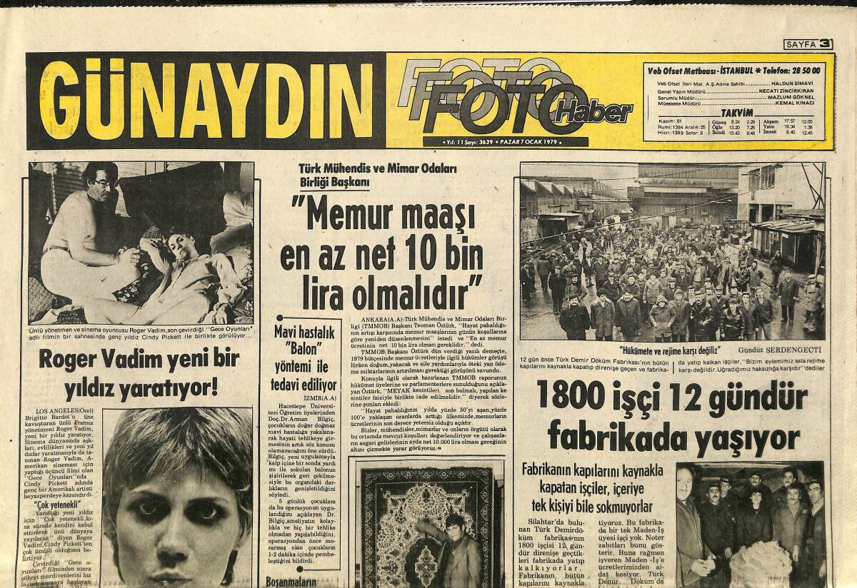 Günaydın Gazetesi Foto Haber Eki 7 Ocak 1979 - Türk Demirdöküm Fabrikasının 1800 İşçisi 12 Gündür Fabrikada Yaşıyor GZ158050 - 1