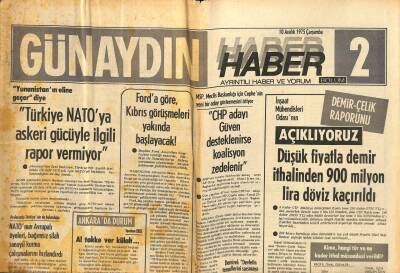 Günaydın Gazetesi Haber 2 Eki 10 Aralık 1975 - Forda Göre , Kıbrıs Görüşmeleri Yakında Başlayacak ! GZ102416 - 2