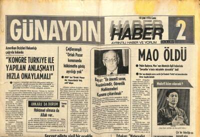 Günaydın Gazetesi Haber 2 Eki 10 Eylül 1976 - MAO Öldü - İngilizlerin Yıllarca Afyonla Uyuttuğu Dev Ülkenin Uyanışı GZ102424 - 2