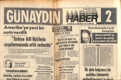 Günaydın Gazetesi Haber 2 Eki 12 Şubat 1975 - Amerika Kıbrısta Büyük Bir Radyo Dinleme İstasyonu Kuruyor GZ102457 - 1