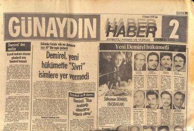 Günaydın Gazetesi Haber 2 Eki 13 Kasım 1979 - Demirel , Yeni Hükümette Sivri İsimlere Yer Vermedi GZ119527 - 1