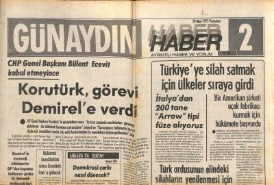 Günaydın Gazetesi Haber 2 Eki 20 Mart 1975 - Makarios , 1959 Garanti Anlaşmaları İle Kıbrıs Anayasasını Suçladı GZ102402 - 2