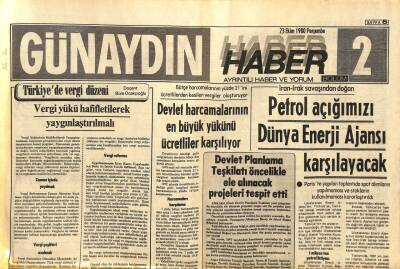 Günaydın Gazetesi Haber 2 Eki 23 Ekim 1980 - Petrol Açığımızı Dünya Enerji Ajansı Karşılayacak GZ102372 - 1