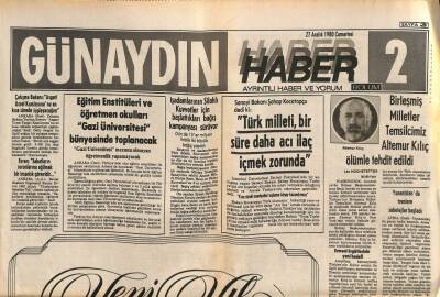 Günaydın Gazetesi Haber 2 Eki 27 Aralık 1980 - Birleşmiş Milletler Temsilcimiz Altemur Kılıç Ölümle Tehdit Edildi GZ102396 - 1