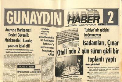 Günaydın Gazetesi Haber 2 Eki 9 Mayıs 1975 - Anayasa Mahkemesi Devlet Güvenlik Mahkemeleri Kuruluş Yasasını İptal Etti GZ102435 - 2