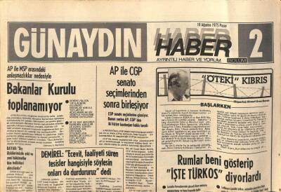 Günaydın Gazetesi Haber Eki 10 Ağustos 1975 - AP İle CGP Senato Seçimlerinden Sonra Birleşiyor GZ96909 - 1