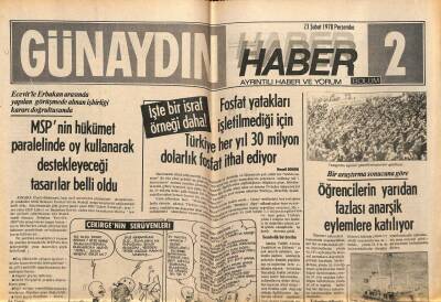 Günaydın Gazetesi Haber Eki 23 Şubat 1978 - Fosfat Yatakları İşletilmediği İçin Türkiye Her Yıl 30 Milyon Dolarlık Fosfat İthal Ediyor GZ81255 - 1