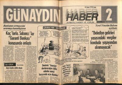 Günaydın Gazetesi Haber Eki 24 Şubat 1978 - Koçlarla , Sabancılar Garanti Bankası Konusunda Anlaştı GZ81254 - 1