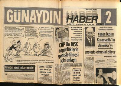 Günaydın Gazetesi Haber Eki 8 Nisan 1978 - Yunan Basını Karamanlisin Amerikayı Protesto Etmesini İstiyor GZ87344 - 1