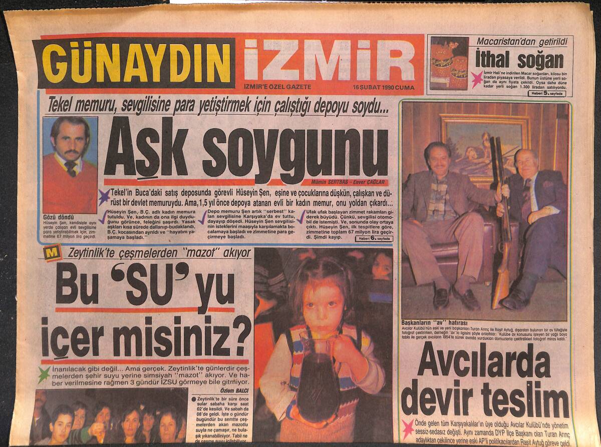 Günaydın Gazetesi İzmir Eki 16 Şubat 1990 - Abdullah Turizm Kepenk İndirdi GZ135052 - 1