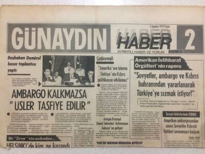 Günaydın Gazetesi Karadeniz Eki 3 Ağustos 1975 - DemirelAmbargo Kalkmazsa Üsler Tasfiye Edilir GZ50188 - 1